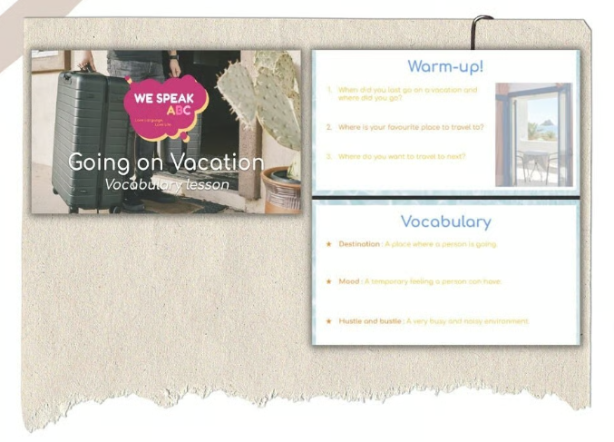 esl lesson plan - vacations